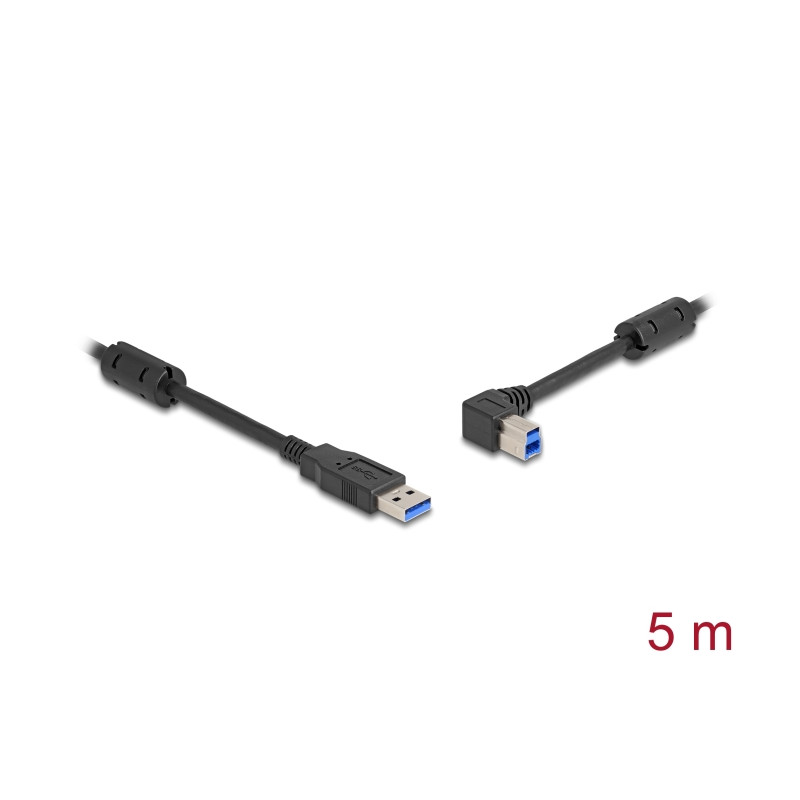 Delock USB 5 Gbps Kabel Typ-A Stecker zu Typ-B Stecker 90° links gewinkelt 5 m