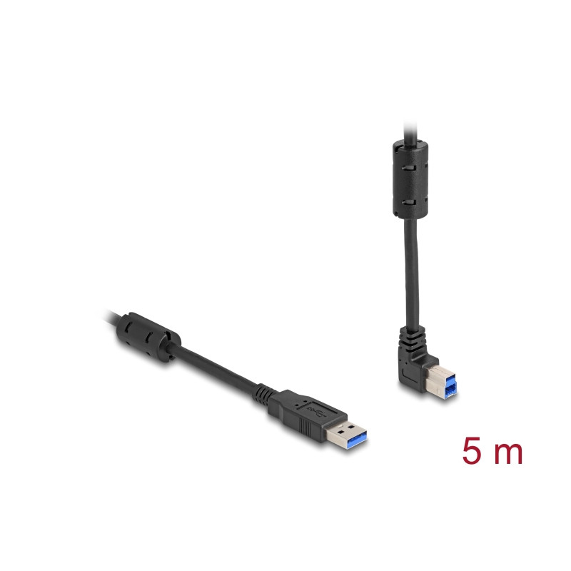Delock USB 5 Gbps Kabel Typ-A Stecker zu Typ-B Stecker 90° oben gewinkelt 5 m