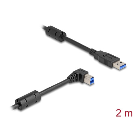 Delock USB 5 Gbps Kabel Typ-A Stecker zu Typ-B Stecker 90° rechts gewinkelt 2 m