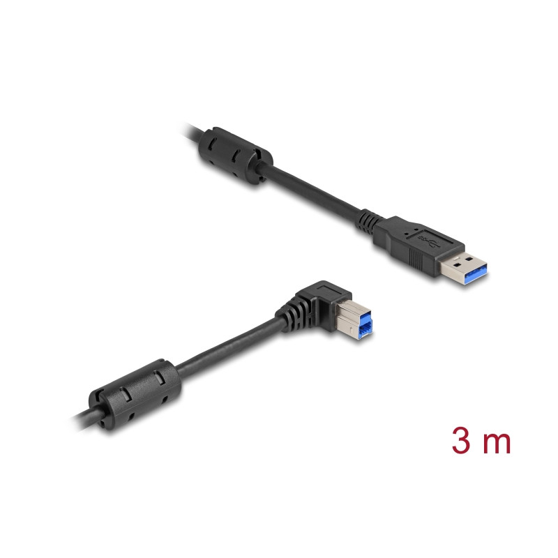 Delock USB 5 Gbps Kabel Typ-A Stecker zu Typ-B Stecker 90° rechts gewinkelt 3 m