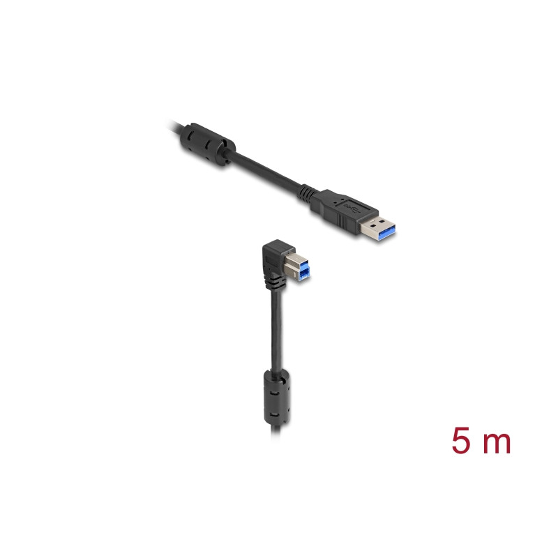 Delock USB 5 Gbps Kabel Typ-A Stecker zu Typ-B Stecker 90° unten gewinkelt 5 m