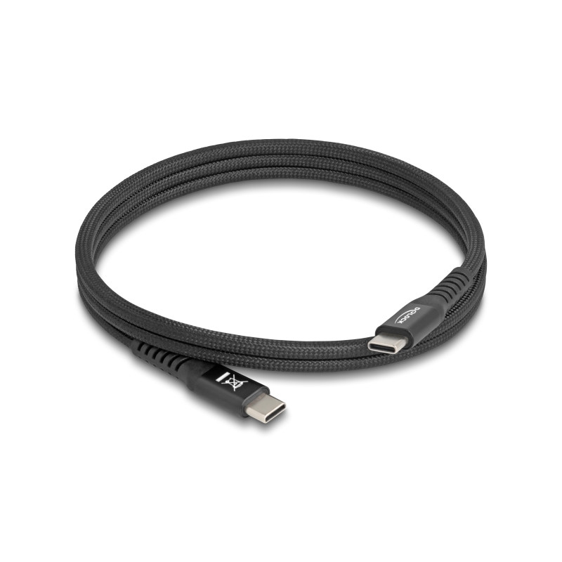 Delock USB 2.0 Kabel USB Type-C™ Stecker zu Stecker mit magnetischer Textilummantelung PD 3.0 60 W 1 m