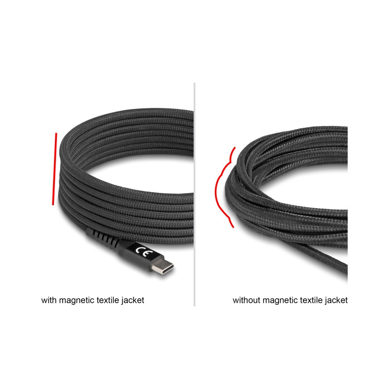 Delock USB 2.0 Kabel USB Type-C™ Stecker zu Stecker mit magnetischer Textilummantelung PD 3.0 60 W 2 m