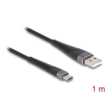 Delock USB 2.0 Kabel USB Typ-A Stecker zu USB Type-C™ Stecker mit verlängertem Knickschutz 1 m