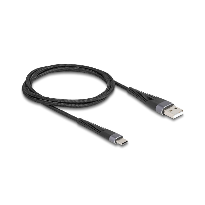 Delock USB 2.0 Kabel USB Typ-A Stecker zu USB Type-C™ Stecker mit verlängertem Knickschutz 1 m