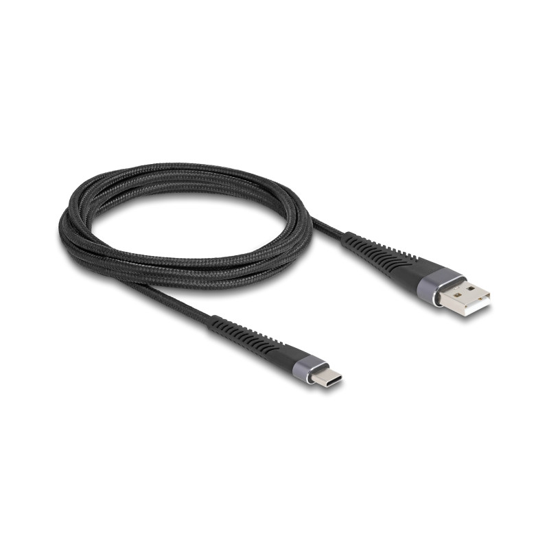 Delock USB 2.0 Kabel USB Typ-A Stecker zu USB Type-C™ Stecker mit verlängertem Knickschutz 2 m