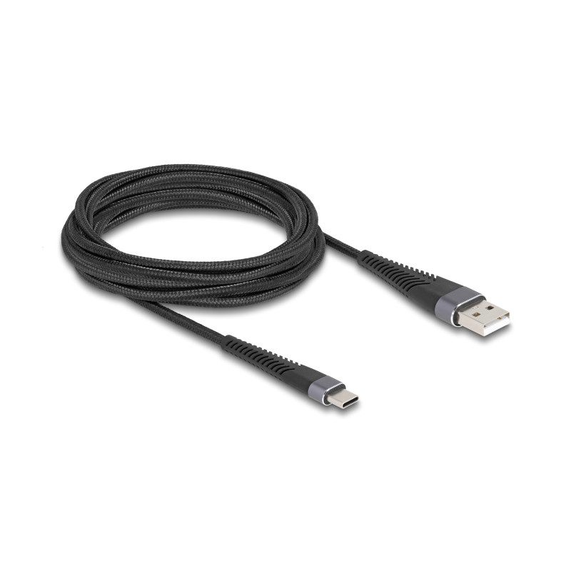 Delock USB 2.0 Kabel USB Typ-A Stecker zu USB Type-C™ Stecker mit verlängertem Knickschutz 3 m