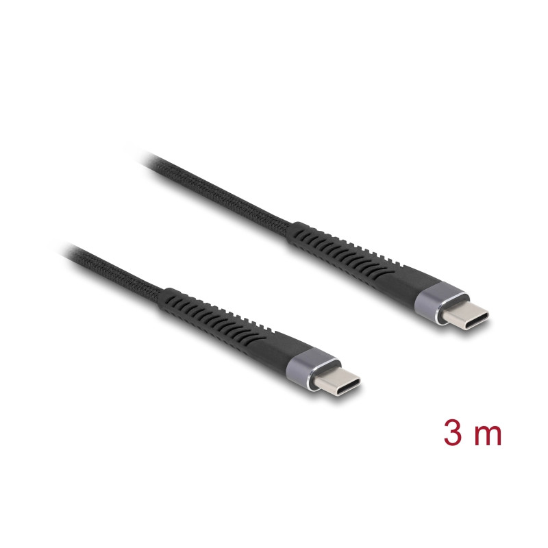 Delock USB 2.0 Kabel USB Type-C™ Stecker zu Stecker mit verlängertem Knickschutz 60 W 3 m