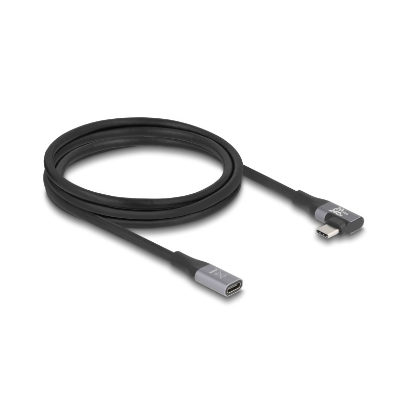 Delock USB 20 Gbps Verlängerungskabel gewinkelt links / rechts USB PD 3.1 Extended Power Range 240 W 2 m