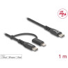 Delock USB Kabel 2 in 1 USB Type-C™ zu USB Type-C™ / Lightning™ für iPhone™ und iPad™ 1 m MFi 60 W
