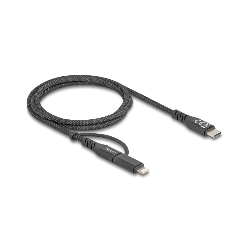 Delock USB Kabel 2 in 1 USB Type-C™ zu USB Type-C™ / Lightning™ für iPhone™ und iPad™ 1 m MFi 60 W