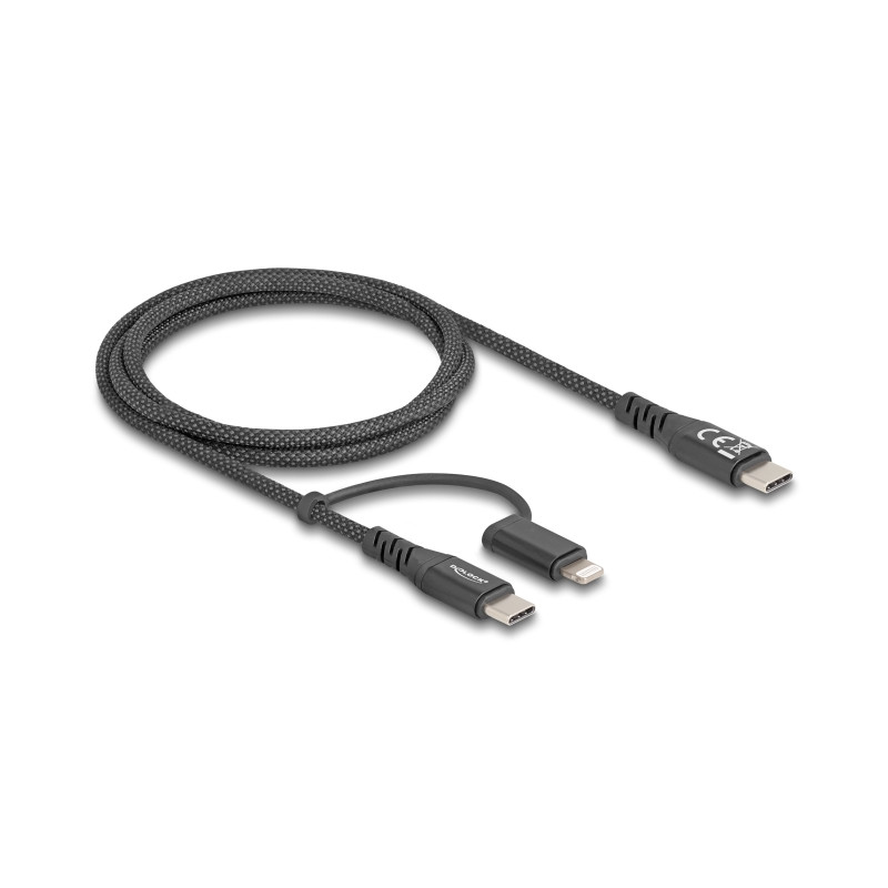 Delock USB Kabel 2 in 1 USB Type-C™ zu USB Type-C™ / Lightning™ für iPhone™ und iPad™ 1 m MFi 60 W