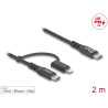 Delock USB Kabel 2 in 1 USB Type-C™ zu USB Type-C™ / Lightning™ für iPhone™ und iPad™ 2 m MFi 60 W