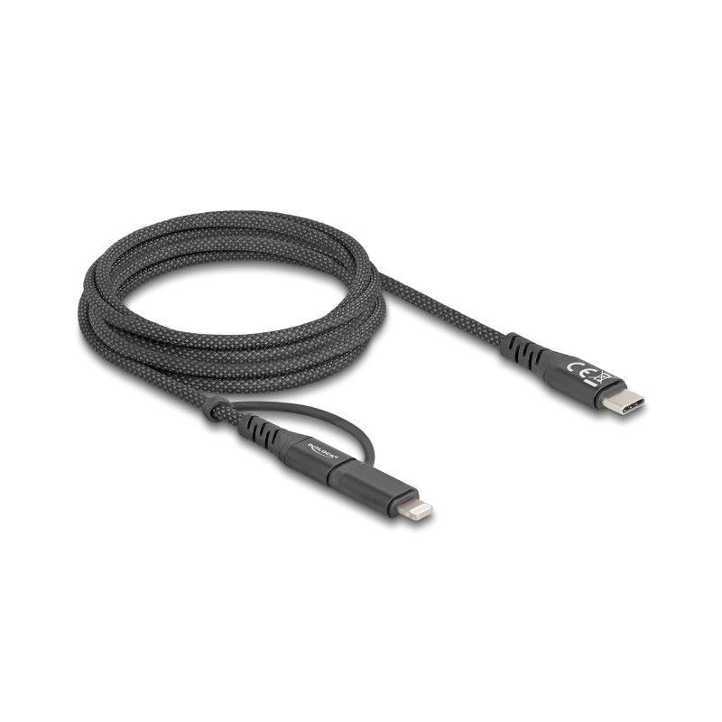 Delock USB Kabel 2 in 1 USB Type-C™ zu USB Type-C™ / Lightning™ für iPhone™ und iPad™ 2 m MFi 60 W