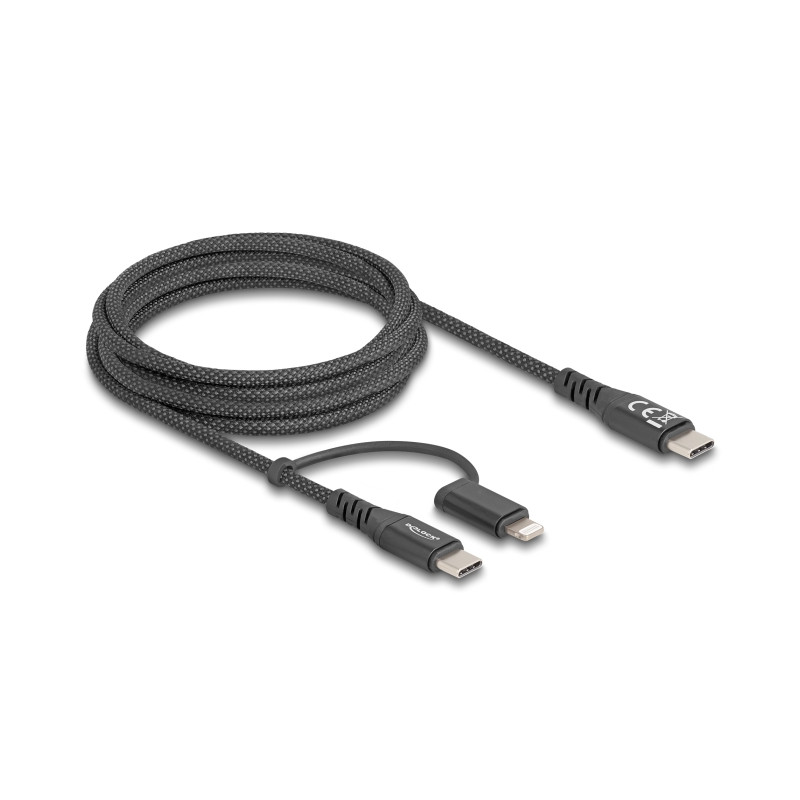 Delock USB Kabel 2 in 1 USB Type-C™ zu USB Type-C™ / Lightning™ für iPhone™ und iPad™ 2 m MFi 60 W