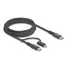 Delock USB Kabel 2 in 1 USB Type-C™ zu USB Type-C™ / Lightning™ für iPhone™ und iPad™ 2 m MFi 60 W