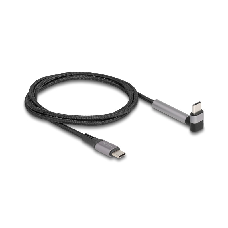 Delock USB 2.0 Kabel USB Type-C™ Stecker zu Stecker gewinkelt mit Ständerfunktion PD 3.0 60 W 1,5 m