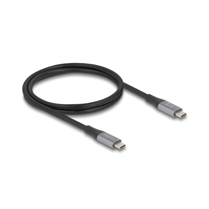 Delock USB 40 Gbps Kabel USB Type-C™ Stecker zu Stecker PD 3.1 240 W E-Marker 1 m grau Metall