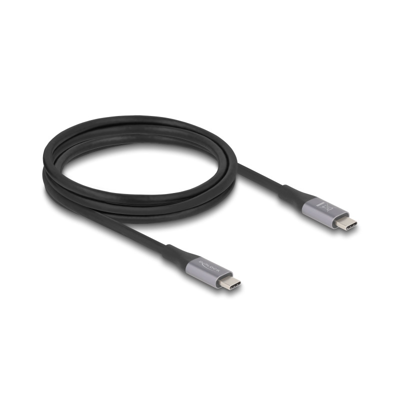 Delock USB 40 Gbps Kabel USB Type-C™ Stecker zu Stecker PD 3.1 240 W E-Marker 2 m grau Metall