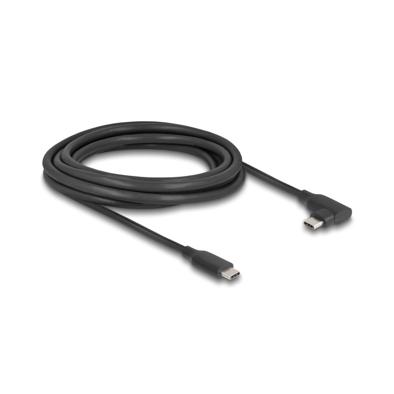 Delock Aktives USB 10 Gbps Kabel USB Type-C™ Stecker zu Stecker gewinkelt links / rechts 3 m 8K PD 60 W mit E-Marker