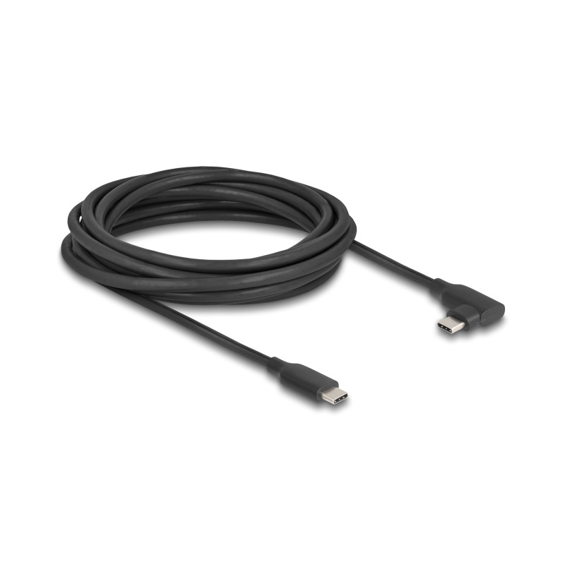 Delock Aktives USB 10 Gbps Kabel USB Type-C™ Stecker zu Stecker gewinkelt links / rechts 5 m 8K PD 60 W mit E-Marker