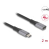 Delock USB 40 Gbps Verlängerungskabel USB Type-C™ Stecker zu Buchse PD 3.1 240 W 2 m grau Metall