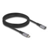 Delock USB 40 Gbps Verlängerungskabel USB Type-C™ Stecker zu Buchse PD 3.1 240 W 2 m grau Metall