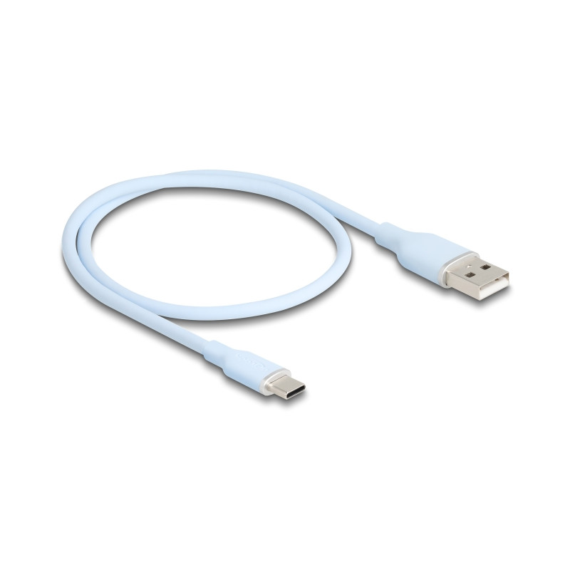 Delock USB 2.0 Kabel USB Typ-A Stecker zu USB Type-C™ Stecker 0,5 m blau Silikon