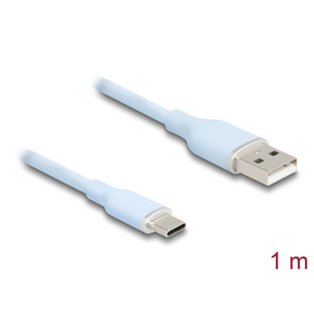 Delock USB 2.0 Kabel USB Typ-A Stecker zu USB Type-C™ Stecker 1 m blau Silikon