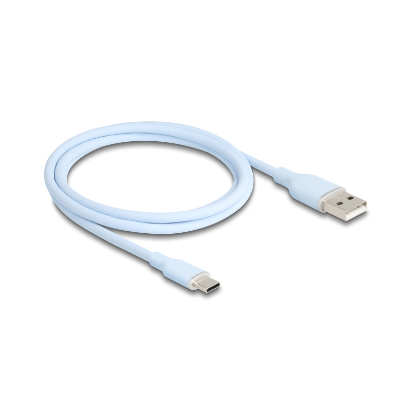 Delock USB 2.0 Kabel USB Typ-A Stecker zu USB Type-C™ Stecker 1 m blau Silikon