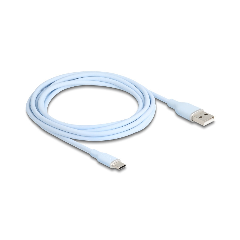 Delock USB 2.0 Kabel USB Typ-A Stecker zu USB Type-C™ Stecker 2,5 m blau Silikon