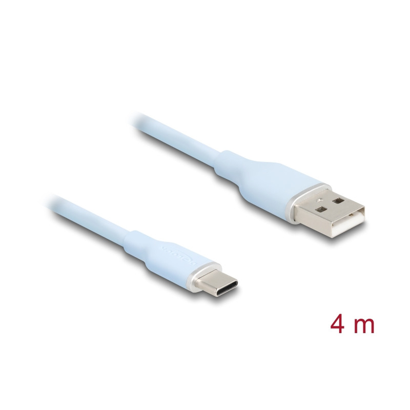 Delock USB 2.0 Kabel USB Typ-A Stecker zu USB Type-C™ Stecker 4 m blau Silikon