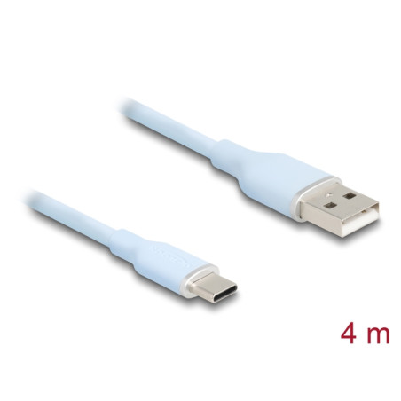 Delock USB 2.0 Kabel USB Typ-A Stecker zu USB Type-C™ Stecker 4 m blau Silikon