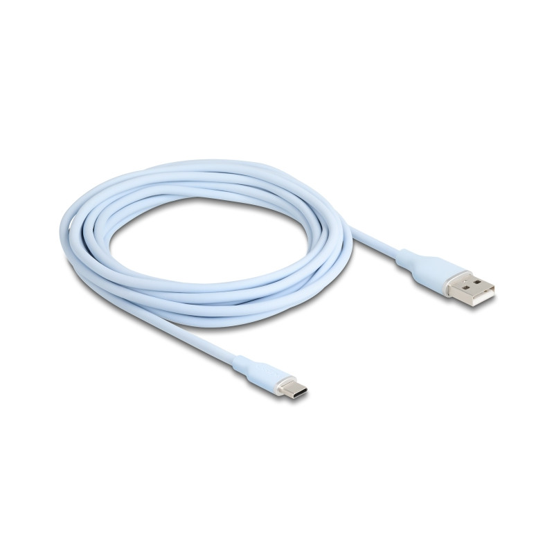 Delock USB 2.0 Kabel USB Typ-A Stecker zu USB Type-C™ Stecker 4 m blau Silikon