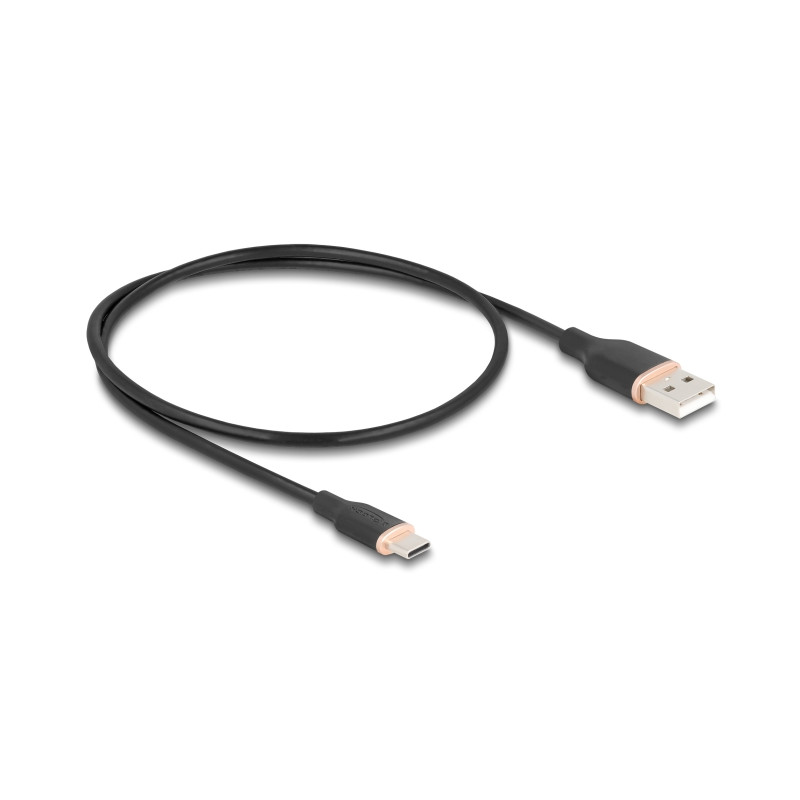 Delock USB 2.0 Kabel USB Typ-A Stecker zu USB Type-C™ Stecker 0,5 m schwarz Silikon