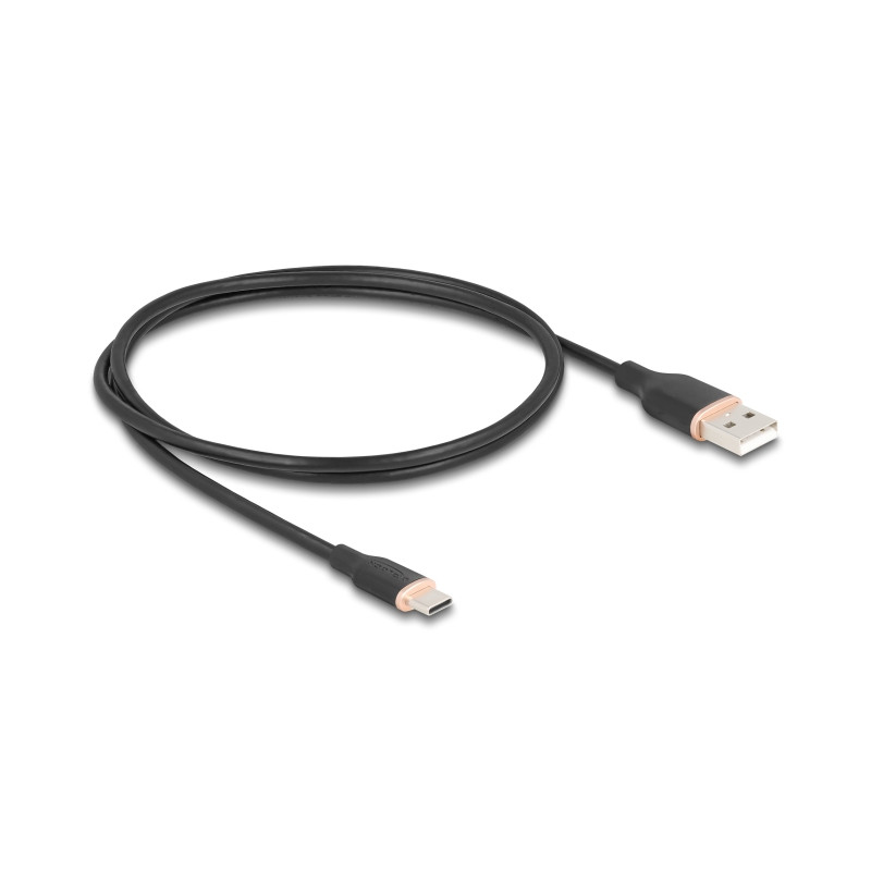 Delock USB 2.0 Kabel USB Typ-A Stecker zu USB Type-C™ Stecker 1 m schwarz Silikon