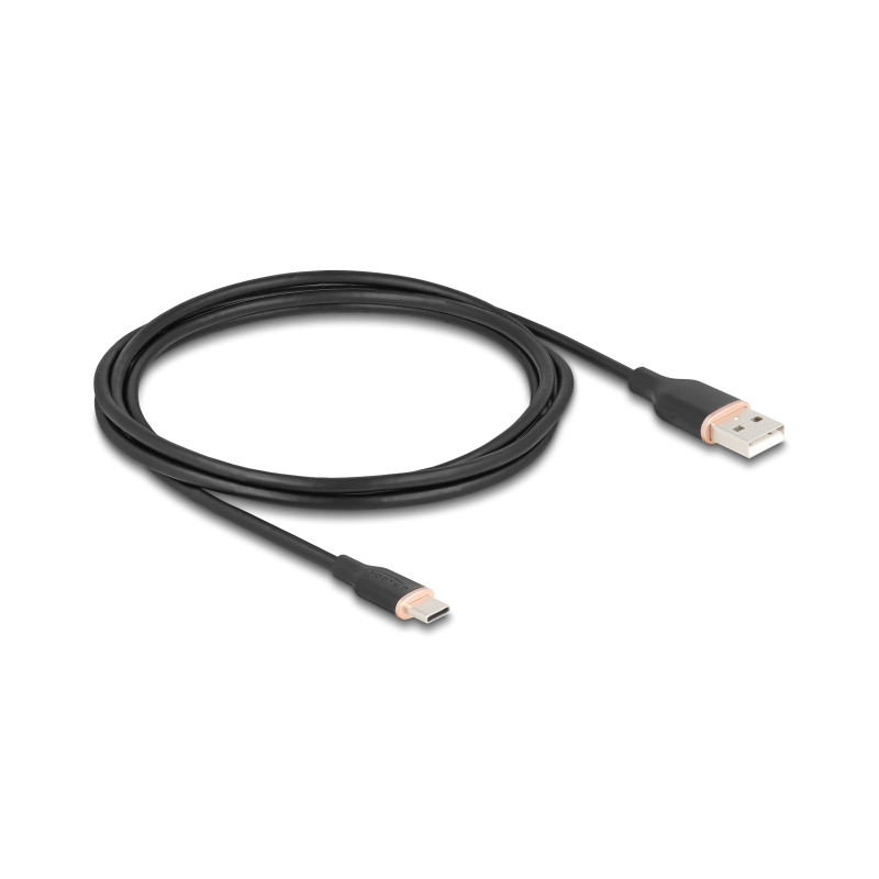 Delock USB 2.0 Kabel USB Typ-A Stecker zu USB Type-C™ Stecker 2,5 m schwarz Silikon