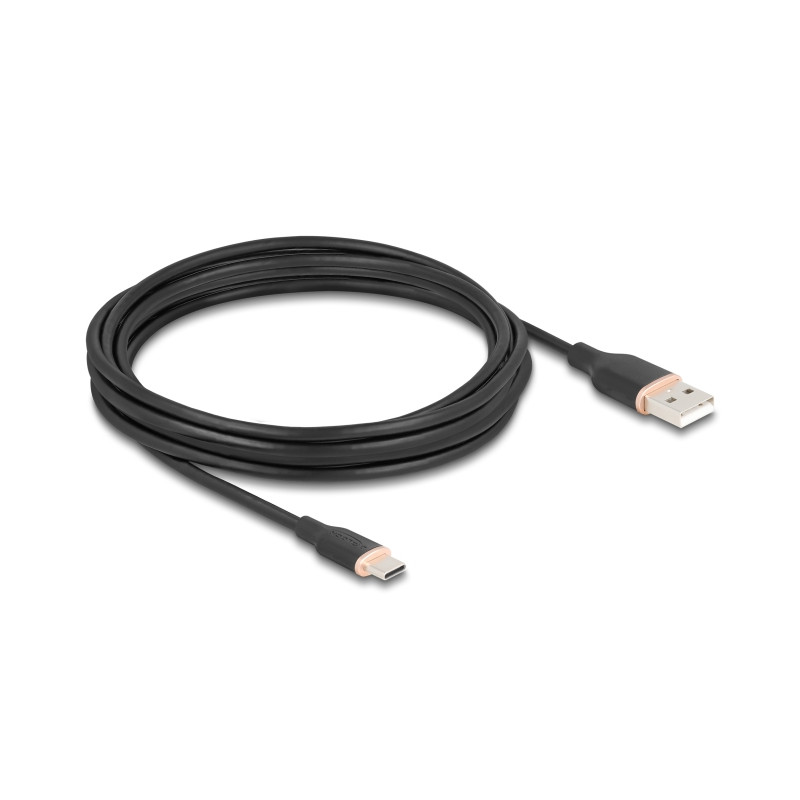 Delock USB 2.0 Kabel USB Typ-A Stecker zu USB Type-C™ Stecker 4 m schwarz Silikon