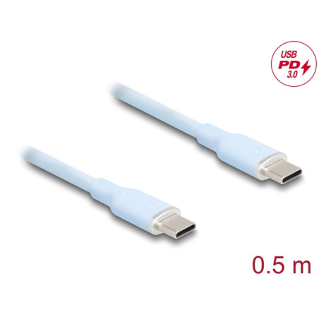 Delock USB 2.0 Kabel USB Type-C™ Stecker zu Stecker PD 3.0 60 W 0,5 m blau Silikon