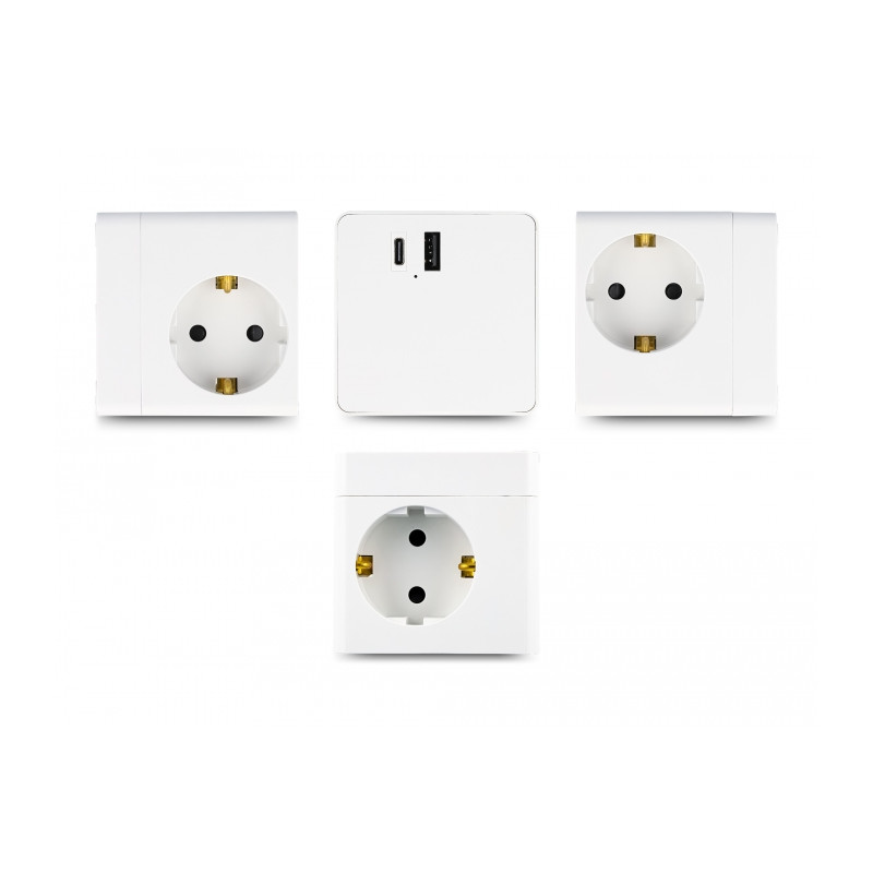 Delock Steckdosenwürfel mit Verlängerungskabel 3-fach mit Kindersicherung und USB PD 3.0 Ladegerät 20 W, 1,5 m Kabel, weiß