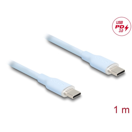 Delock USB 2.0 Kabel USB Type-C™ Stecker zu Stecker PD 3.0 60 W 1 m blau Silikon