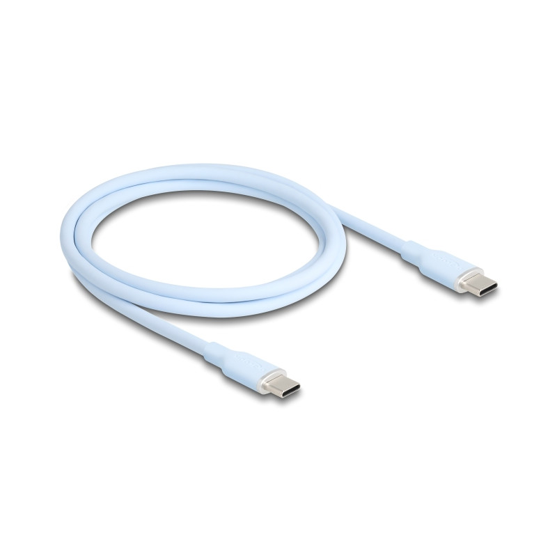 Delock USB 2.0 Kabel USB Type-C™ Stecker zu Stecker PD 3.0 60 W 1 m blau Silikon