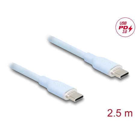 Delock USB 2.0 Kabel USB Type-C™ Stecker zu Stecker PD 3.0 60 W 2,5 m blau Silikon
