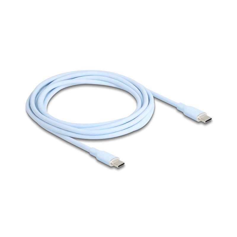 Delock USB 2.0 Kabel USB Type-C™ Stecker zu Stecker PD 3.0 60 W 2,5 m blau Silikon