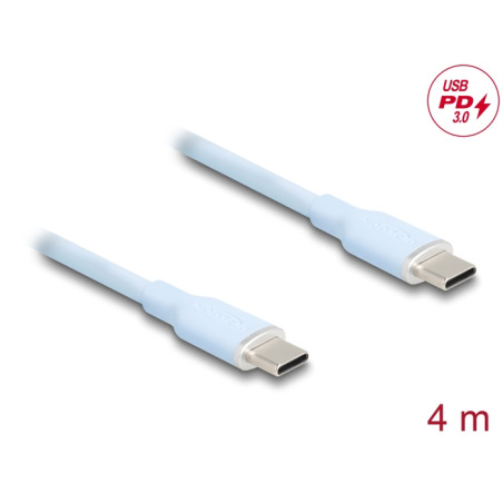 Delock USB 2.0 Kabel USB Type-C™ Stecker zu Stecker PD 3.0 60 W 4 m blau Silikon