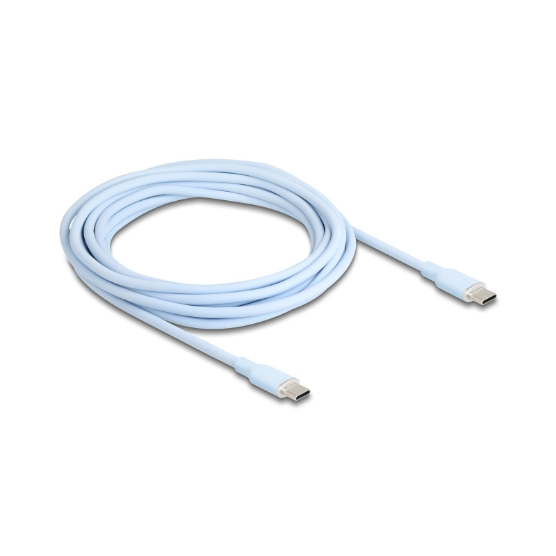 Delock USB 2.0 Kabel USB Type-C™ Stecker zu Stecker PD 3.0 60 W 4 m blau Silikon