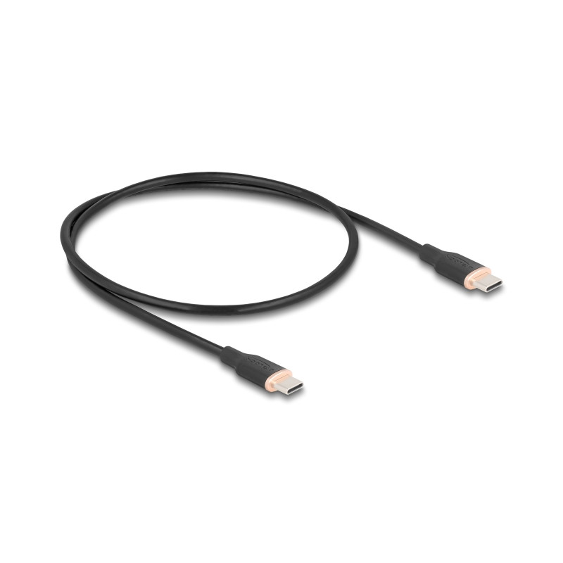 Delock USB 2.0 Kabel USB Type-C™ Stecker zu Stecker PD 3.0 60 W 0,5 m schwarz Silikon
