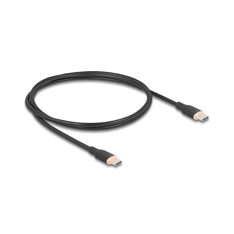 Delock USB 2.0 Kabel USB Type-C™ Stecker zu Stecker PD 3.0 60 W 1 m schwarz Silikon