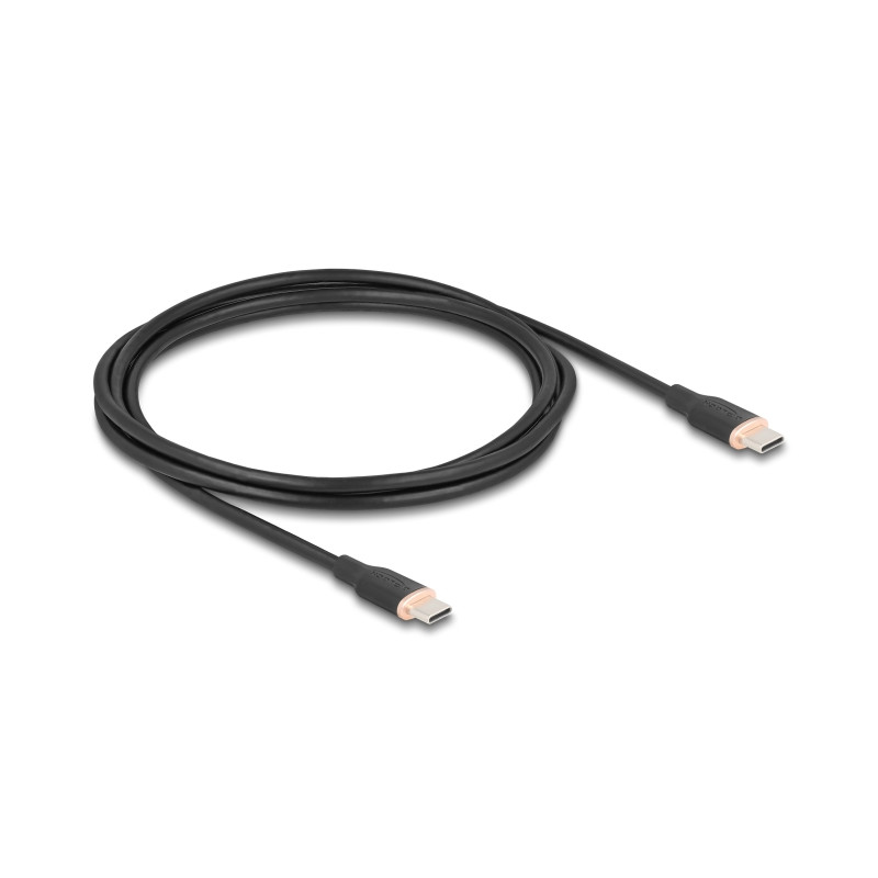 Delock USB 2.0 Kabel USB Type-C™ Stecker zu Stecker PD 3.0 60 W 2,5 m schwarz Silikon
