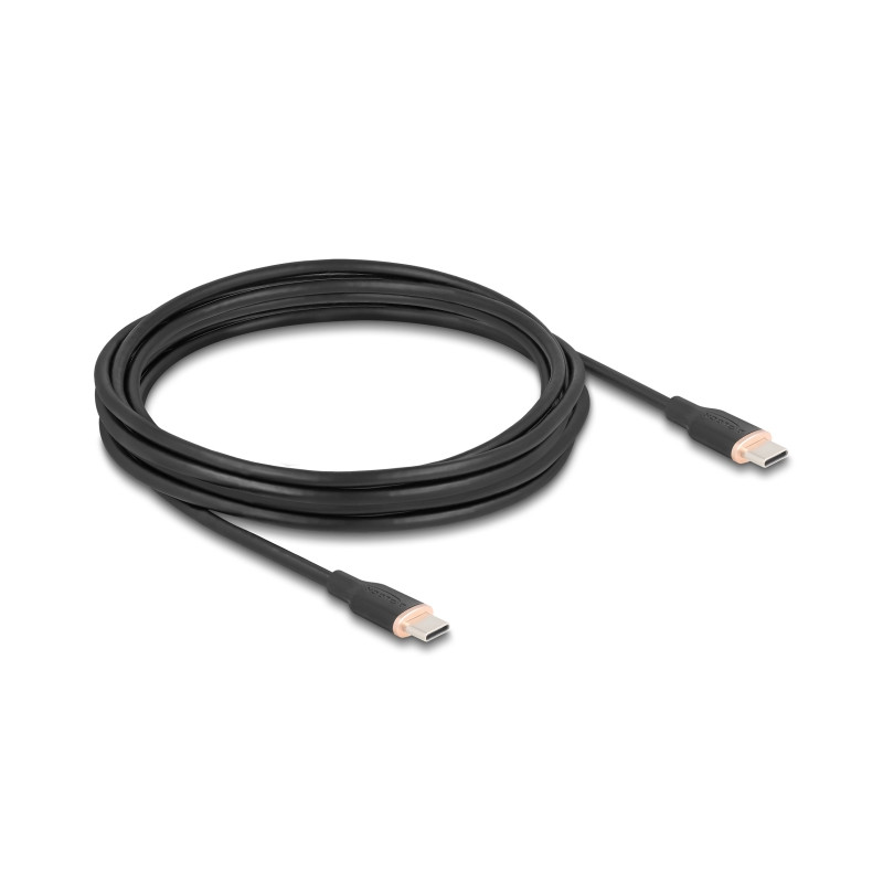 Delock USB 2.0 Kabel USB Type-C™ Stecker zu Stecker PD 3.0 60 W 4 m schwarz Silikon